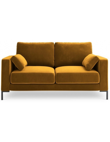 Jade 2-personers sofa i metal og velour B158 x D92 cm – Sort/Gul