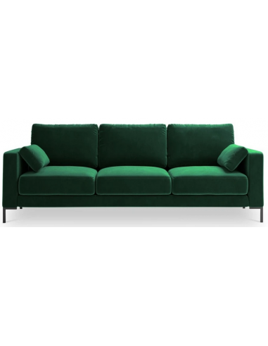 Jade 3-personers sofa i metal og velour B220 x D92 cm – Sort/Flaskegrøn