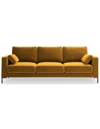 Jade 3-personers sofa i metal og velour B220 x D92 cm – Sort/Gul