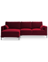 Jade venstrevendt chaiselong sofa i metal og velour B248 x D160 cm - Sort/Rød