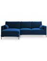 Jade venstrevendt chaiselong sofa i metal og velour B248 x D160 cm - Sort/Blå