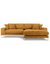 Jog højrevendt chaiselong sofa i metal og chenille B286 x D242 cm - Sølvgrå/Gul