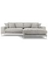 Jog højrevendt chaiselong sofa i metal og chenille B286 x D242 cm - Sølvgrå/Lysegrå