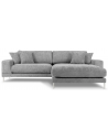Jog højrevendt chaiselong sofa i metal og chenille B286 x D242 cm - Sølvgrå/Grå