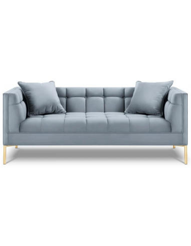 Karoo 2-personers sofa i metal og velour B185 x D85 cm – Guld/Lyseblå