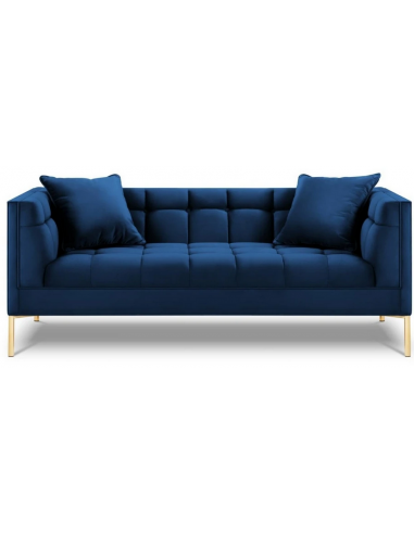 Karoo 2-personers sofa i metal og velour B185 x D85 cm – Guld/Blå