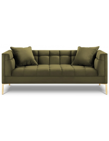 Karoo 2-personers sofa i metal og velour B185 x D85 cm – Guld/Grøn