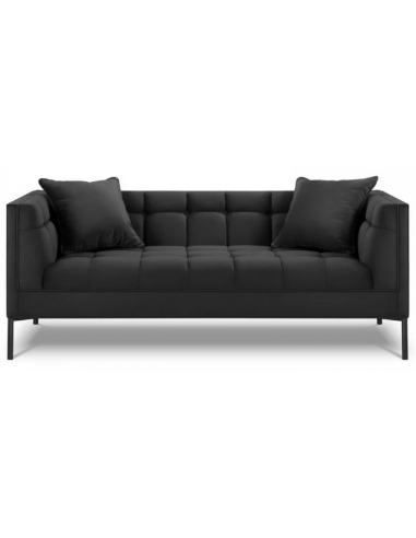Karoo 2-personers sofa i metal og velour B185 x D85 cm – Sort/Mørkegrå