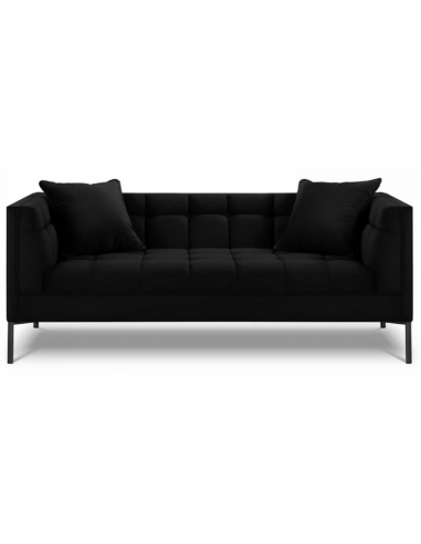 Karoo 2-personers sofa i metal og velour B185 x D85 cm – Sort/Sort