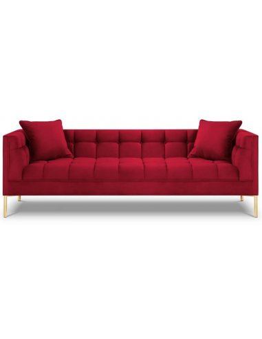 Karoo 3-personers sofa i metal og velour B224 x D85 cm – Guld/Rød