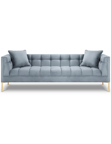 Karoo 3-personers sofa i metal og velour B224 x D85 cm – Guld/Lyseblå