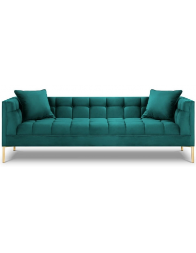 Karoo 3-personers sofa i metal og velour B224 x D85 cm – Guld/Turkis