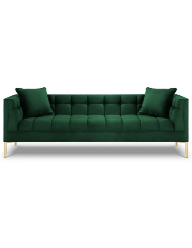 Karoo 3-personers sofa i metal og velour B224 x D85 cm – Guld/Flaskegrøn