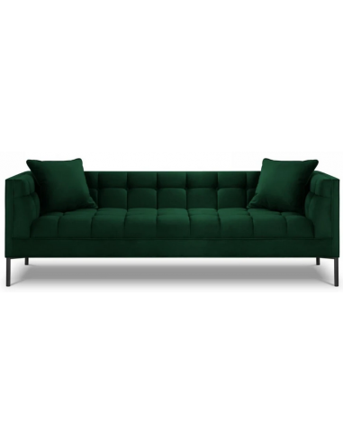 Karoo 3-personers sofa i metal og velour B224 x D85 cm – Sort/Flaskegrøn