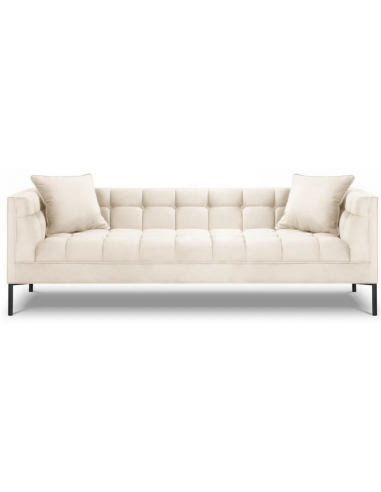 Karoo 3-personers sofa i metal og velour B224 x D85 cm – Sort/Lys beige