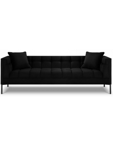 Karoo 3-personers sofa i metal og velour B224 x D85 cm – Sort/Sort
