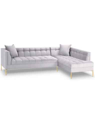 Karoo højrevendt chaiselong sofa i metal og velour B270 x D185 cm - Guld/Sølvgrå