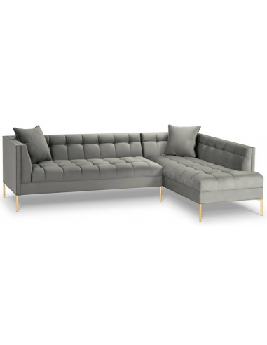 Karoo højrevendt chaiselong sofa i metal og velour B270 x D185 cm - Guld/Lysegrå