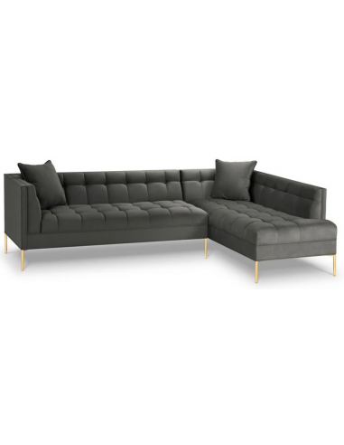 Karoo højrevendt chaiselong sofa i metal og velour B270 x D185 cm - Guld/Mørkegrå