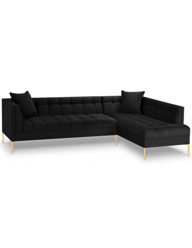 Karoo højrevendt chaiselong sofa i metal og velour B270 x D185 cm - Guld/Sort