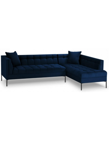 Karoo højrevendt chaiselong sofa i metal og velour B270 x D185 cm - Sort/Blå