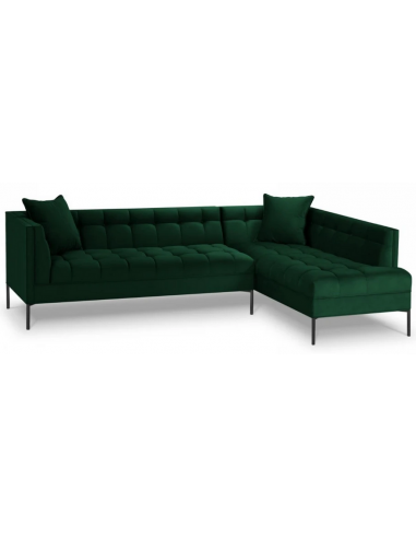 Karoo højrevendt chaiselong sofa i metal og velour B270 x D185 cm - Sort/Flaskegrøn
