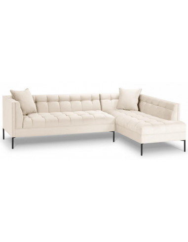 Karoo højrevendt chaiselong sofa i metal og velour B270 x D185 cm - Sort/Lys beige