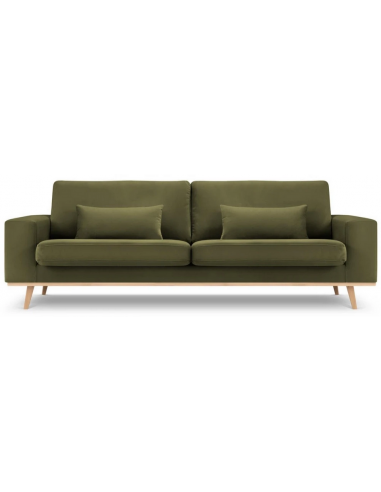 Tugela 3-personers sofa i bøgetræ og velour B236 x D93 cm – Bøg/Grøn