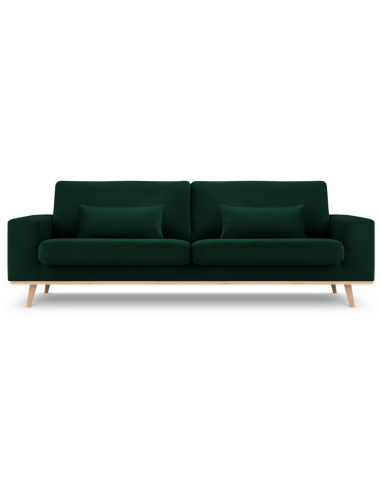 Tugela 3-personers sofa i bøgetræ og velour B236 x D93 cm – Bøg/Flaskegrøn
