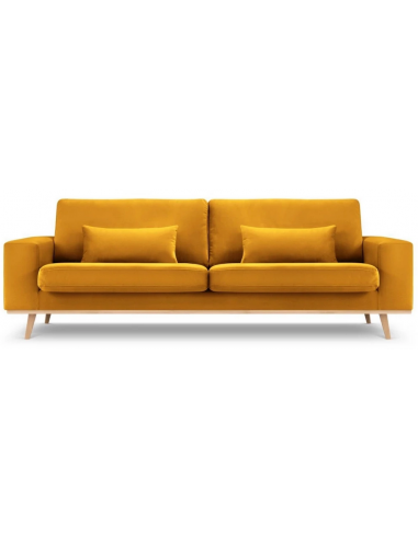 Tugela 3-personers sofa i bøgetræ og velour B236 x D93 cm – Bøg/Gul