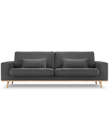 Tugela 3-personers sofa i bøgetræ og velour B236 x D93 cm – Bøg/Mørkegrå