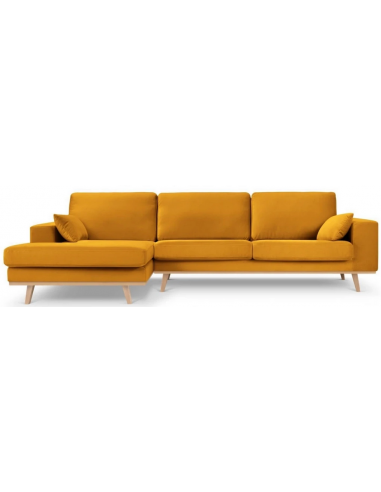 Billede af Tugela venstrevendt chaiselong sofa i bøgetræ og velour B281 x D154 cm - Bøg/Gul