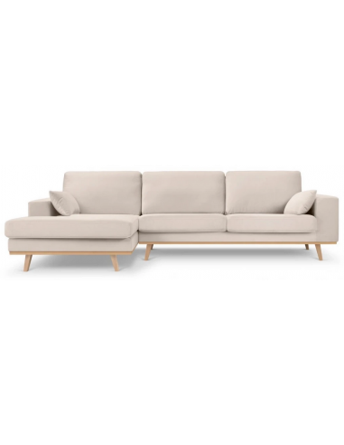 Billede af Tugela venstrevendt chaiselong sofa i bøgetræ og velour B281 x D154 cm - Bøg/Beige