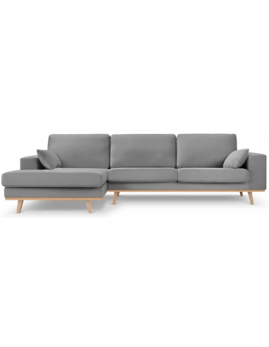 Billede af Tugela venstrevendt chaiselong sofa i bøgetræ og velour B281 x D154 cm - Bøg/Grå
