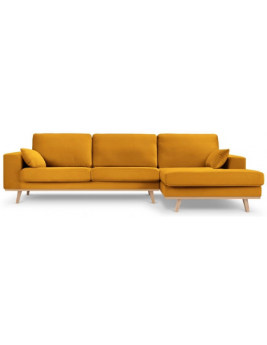 Billede af Tugela højrevendt chaiselong sofa i bøgetræ og velour B281 x D154 cm - Bøg/Gul