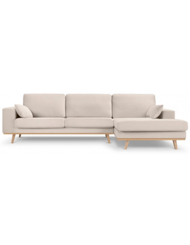 Billede af Tugela højrevendt chaiselong sofa i bøgetræ og velour B281 x D154 cm - Bøg/Beige
