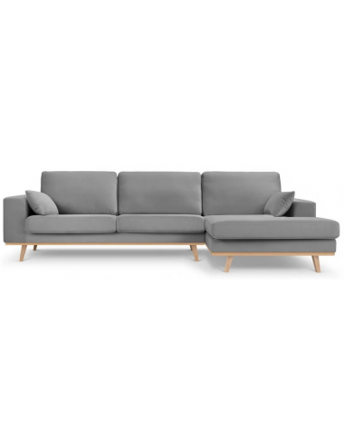 Billede af Tugela højrevendt chaiselong sofa i bøgetræ og velour B281 x D154 cm - Bøg/Grå