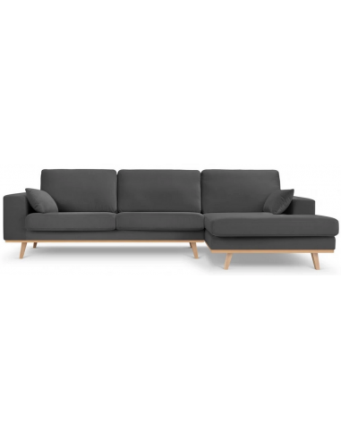 Billede af Tugela højrevendt chaiselong sofa i bøgetræ og velour B281 x D154 cm - Bøg/Mørkegrå