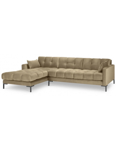 Mamaia venstrevendt chaiselong sofa velour B293 x D185 cm - Sort/Beige