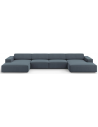 Jodie U-sofa i polyester B364 x D166 cm - Sort/Blå