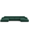 Jodie U-sofa i polyester B364 x D166 cm - Sort/Grøn