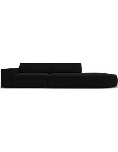 Jodie højrevendt 3-personers sofa i velour B262 x D102 cm – Sort/Sort