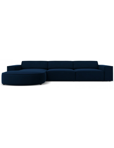 Jodie venstrevendt chaiselong sofa i velour B284 x D166 cm - Sort/Blå