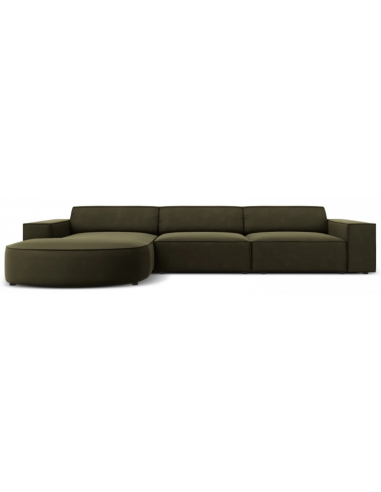 Jodie venstrevendt chaiselong sofa i velour B284 x D166 cm - Sort/Grøn