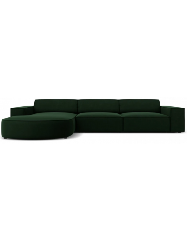 Jodie venstrevendt chaiselong sofa i velour B284 x D166 cm - Sort/Flaskegrøn