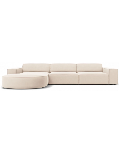 Jodie venstrevendt chaiselong sofa i velour B284 x D166 cm - Sort/Lys beige