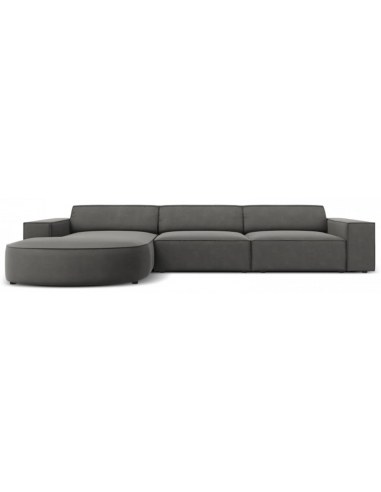 Jodie venstrevendt chaiselong sofa i velour B284 x D166 cm - Sort/Lysegrå