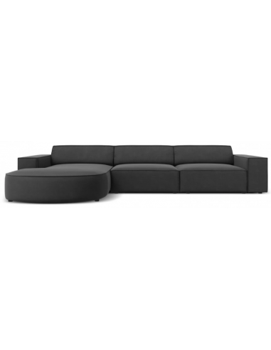 Jodie venstrevendt chaiselong sofa i velour B284 x D166 cm - Sort/Grå