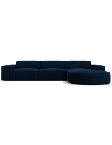 Jodie højrevendt chaiselong sofa i velour B284 x D166 cm - Sort/Blå