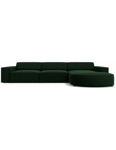 Jodie højrevendt chaiselong sofa i velour B284 x D166 cm - Sort/Flaskegrøn